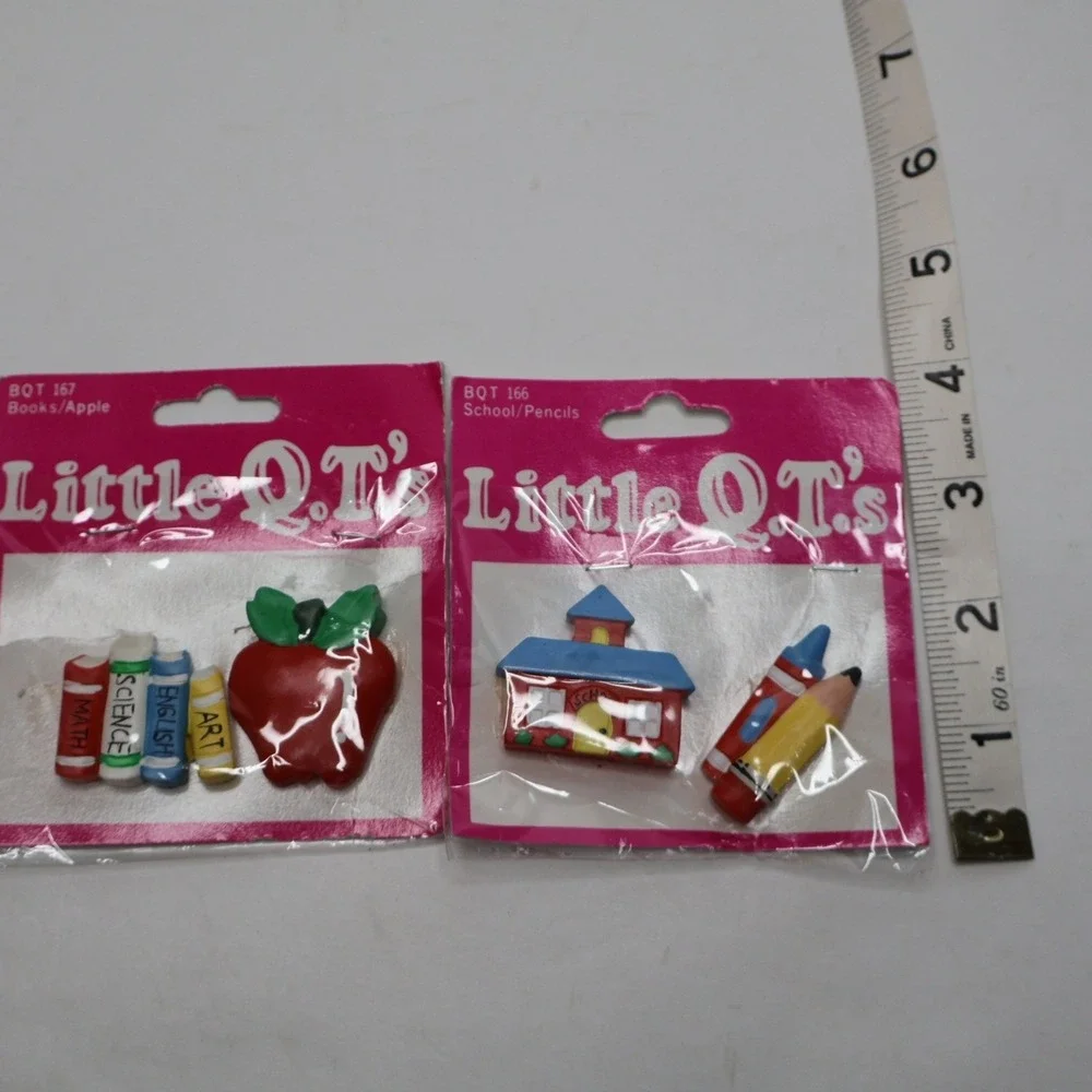 Vintage WANG'S Little Q.T.'s Craft Button Covers Magnets NOS Lot‎ School Themed